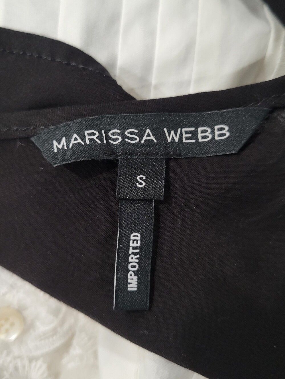 Marissa Webb Formal White Lace Sleeveless Pintuck Tuxedo Top w/Black Tank | S - Picture 6 of 8